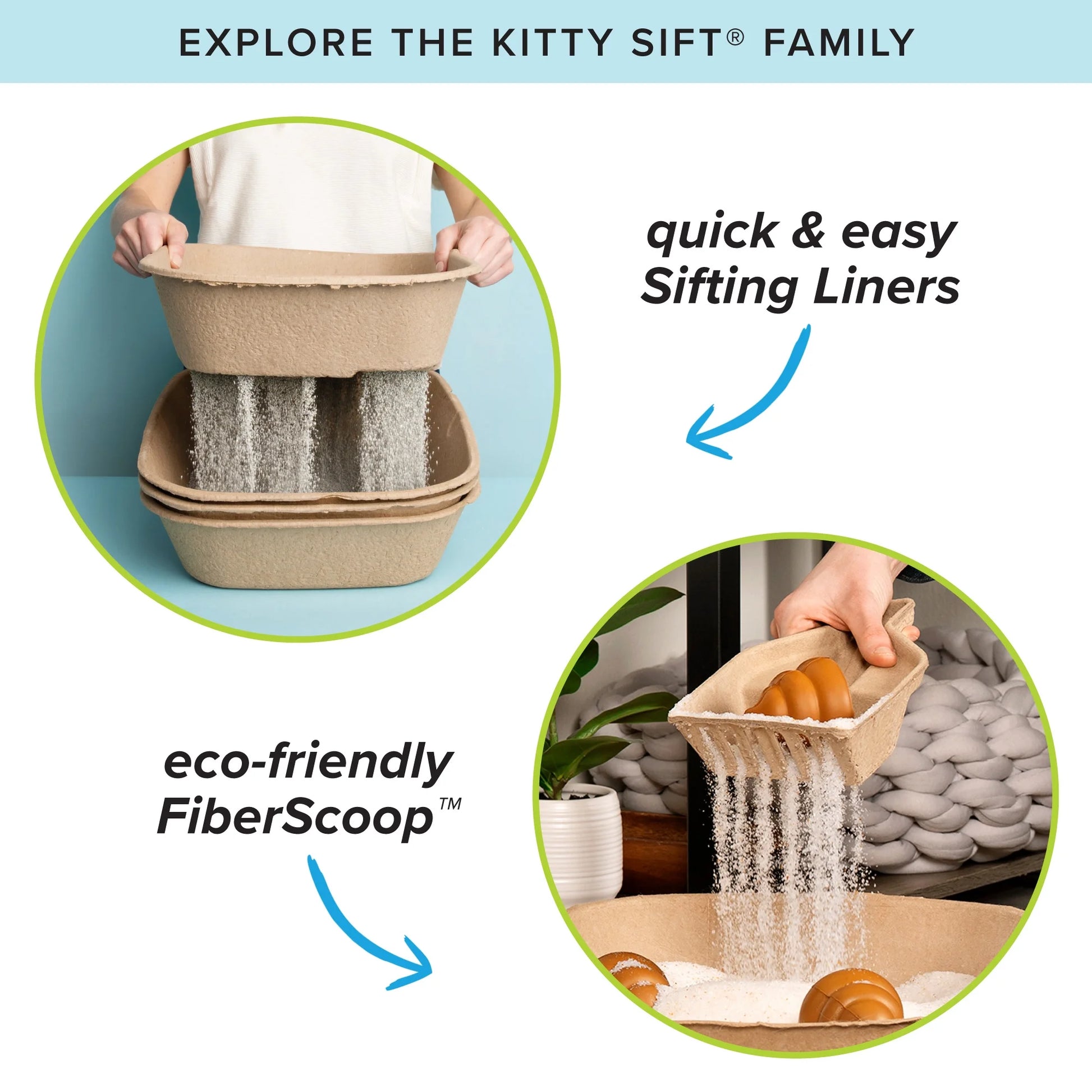 Large Cat Sifter, Eco-Friendly Litterbox with Scoop - Pack of 6
